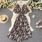 Fongt New Seaside Holiday Dress Women Spring And Autumn 2025 New Sexy V Receive Lanky Models