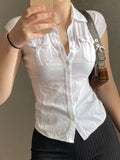 Y2K blouse with pocket and button