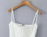 White Doily Pattern Cami Mini Dress-Outfit