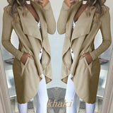 Fongt Big-Size Wish Ebay Fashion Pure Color Collar Repair Long Wind Coat Woman
