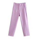 Trousers Slimming Solid Color Pleating Formal