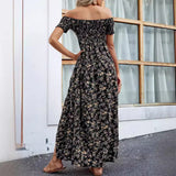 Fongt Women's Summer New Temperament Fashion High-Waisted Bohemian Dress