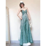 Fongt Tourism Wear Beautiful Small Suit Seaside Vacation Silk Slings Wide Leg Pants Two