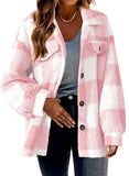 Fongt Women's 2025 New Autumn And Winter With Pocket Lattice Lamb Jacket Button Plush