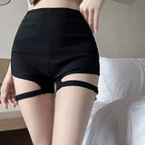 Waisted Leggings Sports Shorts Women's Sexy Shorts Black Summer-Outfit