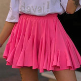 Ruffles Solid Elastic Waist Mini Skirt-Outfit