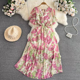 Fongt New Seaside Holiday Dress Women Spring And Autumn 2025 New Sexy V Receive Lanky Models