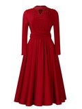 Fongt Women's New Fashion High-Neck Elegant Nail Beads Big Swing Dress Waist African Dress