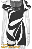Zebra Print Square Collar Slim Playsuits Women Short Sleeve Cut Out One Piece Rompers 2023 Summer Harajuku Y2K