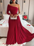 Fongt Style Women's Wear Temuebay2024 Diagonal Shoulder Dress Evening Dress-Outfit