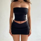 Tube Top And Bodycon Mini Skirt Set-Outfit