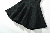 Jacquard Solid Back Lace Up Strap Mini Dress-Outfit