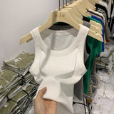 Girls Tight Anti-Smooth Threaded Vest Women's Spring And Summer Suit Slim Top Ins Tide-Outfit