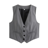 Fongt Color Y2K2025 Summer Leisure Repair Vest Sleeveless Vest Short Blouse Women A19531