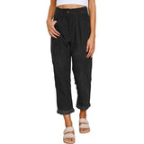 Autumn High Waist Casual Solid Color Corduroy
