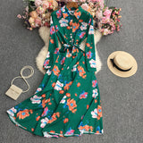 Long-Sleeved Dress With Large Flowers-Outfit