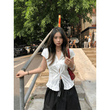 Fongt New Ladies Summer Small Design Lace Slimming With Short-Sleeved Top Skirt