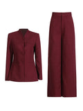 Fongt Of Angola Red 2025 Autumn And Winter New No-Neck Waist-High Design Simple Pants Set