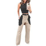 Fongt 2023 New Sexy Fashion Casual Show-Back Vest Belt Pants Suit-Outfit