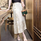 Cheongsam Elemental Skirt Is Very Good-Looking, The White Retro Skirt Is High-Waisted And Thin, With The Buttocks Buckled And The Children.-Outfit
