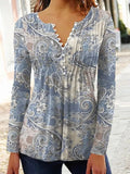 Wear Floral Printed V-neck Sleeve Pleated