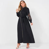 Sleeve Loose Belt Elegant Party Maxi