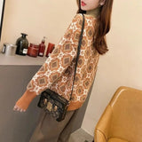 Winter Korean Female Geometric Jacquard Sweaters Vintage Fashion Patchwork Turtleneck Knitted Jumpers Women's Clothing-Outfit