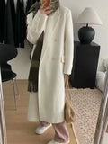 Women's Cashmere Coat Loose Warm Solid Long Coat for Women 2023 Fashion Thickening Off White Green Black Winter Jacket for