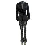 Fongt Early Spring New Fashion Hollow Nail Bead Three-Dimensional Flower Suit Pearl Lint Trousers