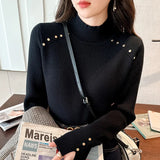 Sense Super Good-Looking Inside Take Autumn Winter Half High Collar Bottom Shirt Winter 2023 New Add Wool Coat Female Cover-Outfit