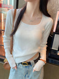 U Neck Women Autumn Winter Sweaters Slim Knitted Pullovers Soft Warm Solid Jumper Female Sweater Casual Knitwear Jersey Top-Outfit
