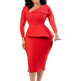 Fongt Large-Size Women's Clothing 2025 Autumn New Fashion Collar Temperament Elegant Long-Sleeved African Dress