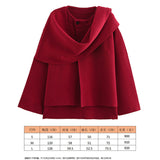 Fongt Women's Autumn New Asymmetric Scarf Short Loose Knit Coat