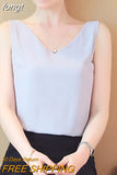 Women Tops Chiffon Blouses Women Sleeveless Top Woman V Neck Tank Tops Casual Woman White Tops Ladies Basic OL Shirts