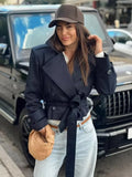 Fongt Tie With Long-Sleeved Wind Coat Jacket Top 2025 Spring And Autumn New A14090