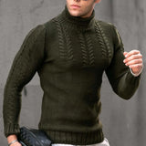 Fongt And Winter New Men's Sweater Men's Turtleneck Flower Long Sleeve Sweater Warm Head Sweater