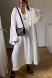 V Neck Flares Sleece Caftan Maxi Dress 703-0-Outfit