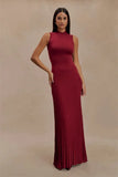 Ribbed Pleated Tank Long Dress-Outfit
