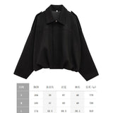 Fongt Women's 2025 New Bat Sleeve Loose-Fitting Velvet Bomber Jacket Jacket