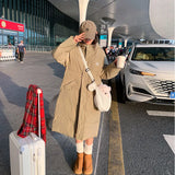 This Year, The Popular College Wind Long Down Cotton Coat 2024 Winter Thick Loose Design Sense Padded Coat Tide-Outfit