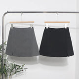 The Quality Is Very Good Short Small Open Fork Half-Dress Trousers Female Commute High-Waist Temperament Thin A-Character Suit Skirt