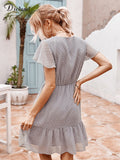 Boho Summer Dresses For Women 2022 Solid Short Sleeve Ruffle Beach Holiday Party Dress Elegant Sweet New Fashion