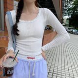 Lace Soft Breathable Thin Long-Sleeved T-Shirt Women's Spring And Autumn 2024 New Underwear