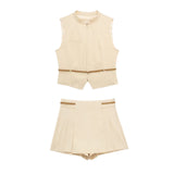 Spring Belt Vest 2010816 Wide Pleated Skirt 7385407-Outfit