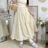 Aesthetic Floral Ruffled Maxi Skirt-Outfit