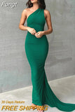 Backless Sexy Maxi Dresses for Women 2023 Diagonal Collar Pleated Bandage Dress Elegant Party Evening Bodycon Dress