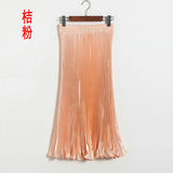 Fongt Luster Polyester Pressure Folded Half Skirt Original Single Long Skirt Silk Clear Silk #8035