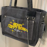 Vintage Washed Large Canvas Crossbody Bag-Outfit