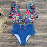 Bikini2025 New Lotus Edge Bikini Split Swimsuit Sexy High