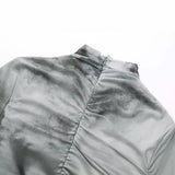 New Silk Screen Printing Pleated Trim Blouse 3067054-Outfit